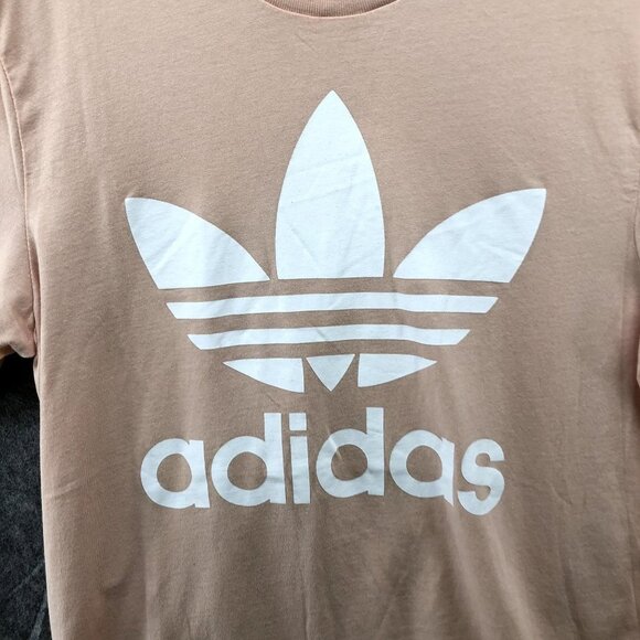 Adidas Trefoil Logo T Shirt Womens Small S Peach Pink Short Sleeve Cotton - Picture 3 of 10